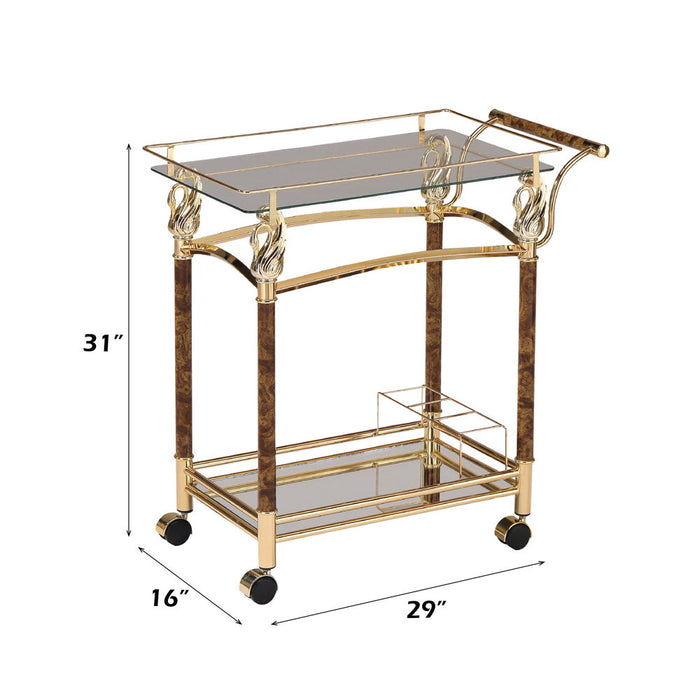 Helmut - Serving Cart - Clear Glass & Gold Plated
