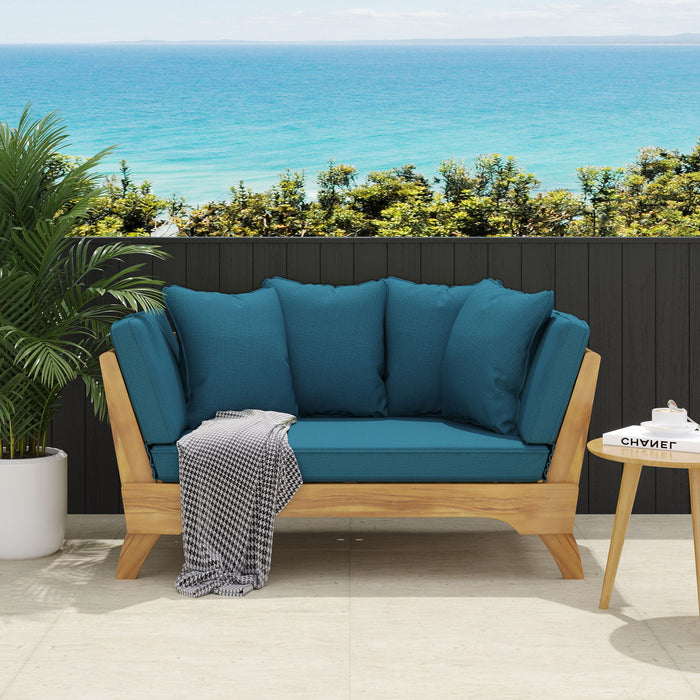 Outdoor Acacia Wood Expandable Daybed With Cushions