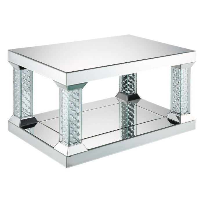 Nysa - 36" Coffee Table - Mirrored & Faux Crystals