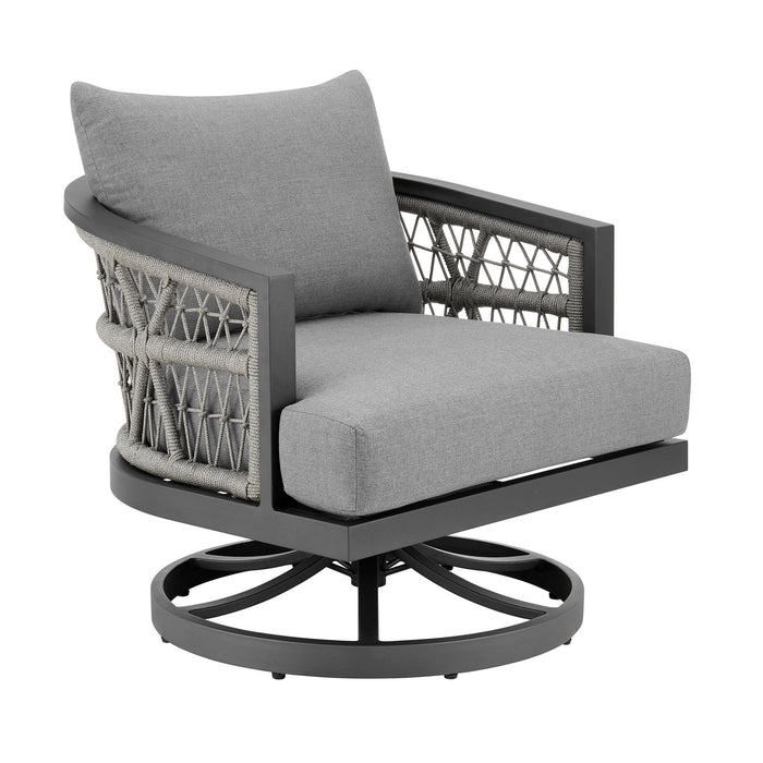 Zella - 3 Piece Outdoor Patio Swivel Seating Set - Light Gray