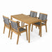 5 Piece Outdoor Dining Set With Table And Arm Chairs - Dark Gray / Light Teak / Teak