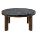 Estella - Coffee Table With Natural Marble Top - Black Top & Walnut