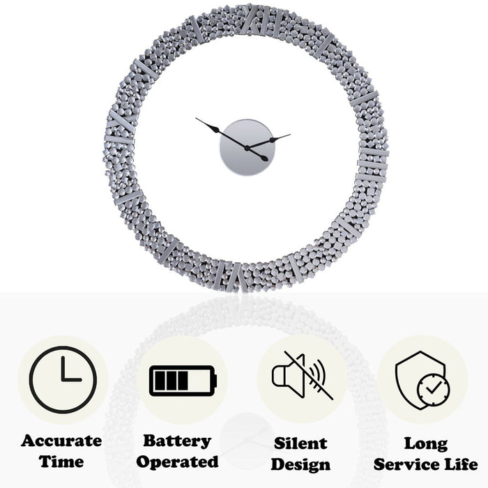 Kachina - 39" Wall Clock - Mirrored & Faux Gems