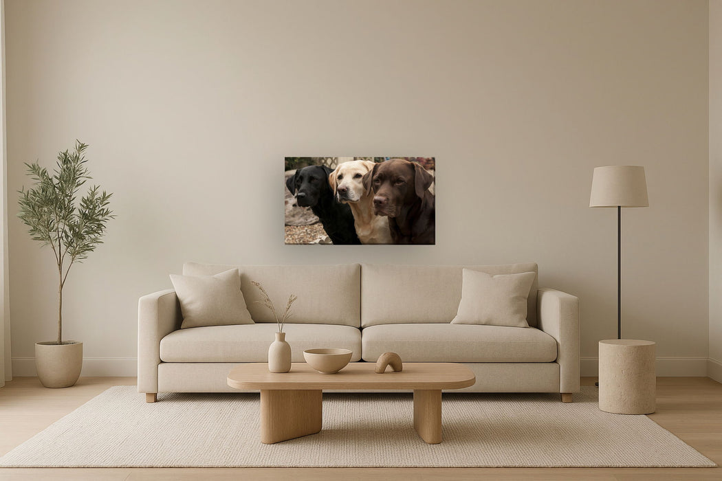 Mixed Media Canvas Dogs - Dark Brown