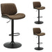 Brock - Adjustable Swivel Curved Back Wood Bar Stool With Faux Leather Seat