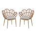 Kirk - Outdoor Wicker Peacock Shape Papasan Style Chair, Teak Finished Leg (Set of 2) - Beige / Light Brown / Light Teak