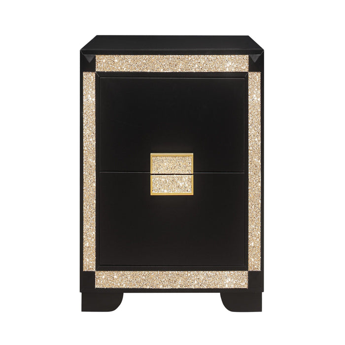 Lively - Nightstand With Glitter Detail And Thick Bar Handle Hardware - Black