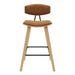Fox - Counter Height Curved Back Wood Bar Stool With Faux Leather Seat