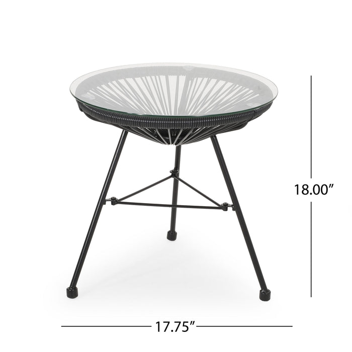 Nusa - Modern Rattan Side Table With Tempered Glass Top