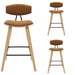 Fox - Counter Height Curved Back Wood Bar Stool With Faux Leather Seat