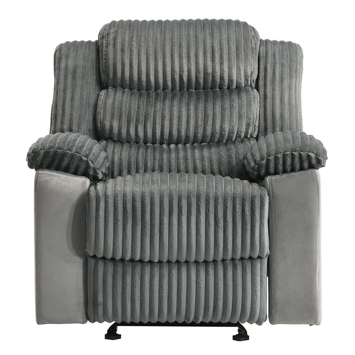 Lesley - Motion Glider Recliner - Gray Corduroy & Velvet