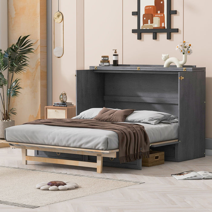 Queen Murphy Elegant Bed With Spacious Drawers - Gray