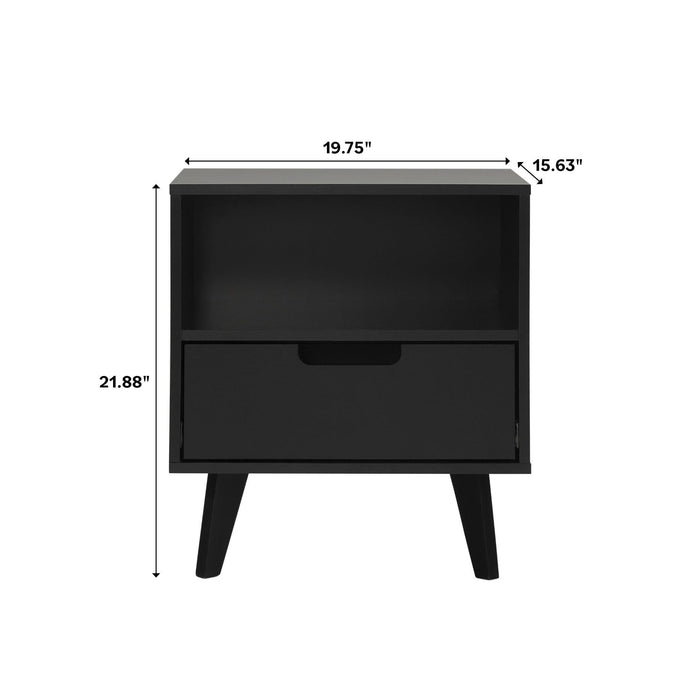 Modern 1 Drawer Nightstand With Open Cubby