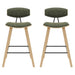 Fox - Counter Height Curved Back Wood Bar Stool With Faux Leather Seat