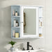 Bathroom Wall Storage Cabinet With Mirror And Adjustable Shelf, 6 Open Shelves
