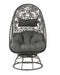 Hikre - Patio Lounge Chair & Side Table - Clear Glass, Charcoal Fabric & Black Wicker