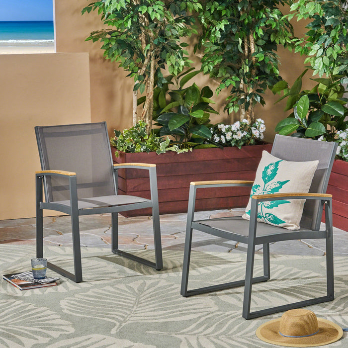 Aresha - Metal Outdoor Dining Armchair (Set of 2) - Gray