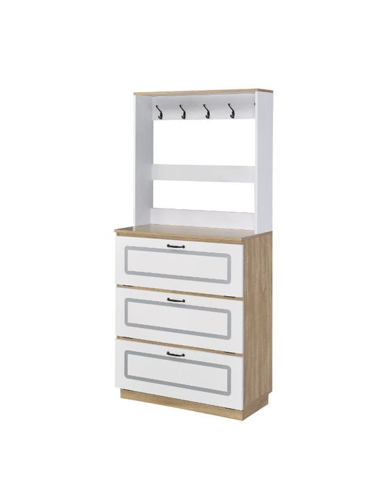 Hewett - Shoe Cabinet - Light Oak & White