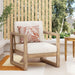 Outdoor Acacia Wood Patio Club Chair, Wood Patio Furniture, Waterproof Thick Cushion Deep Seating For Porch - Brown Wash / Beige