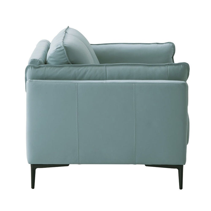 Mesut - Loveseat - Sage Green Top Grain Leather & Black
