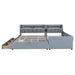 Upholstered Mother & Child Bed With Hydraulic Storage System, Drawer Box, Bedhead Storage Shelf And 2 Pairs Of Sockets & USB Ports