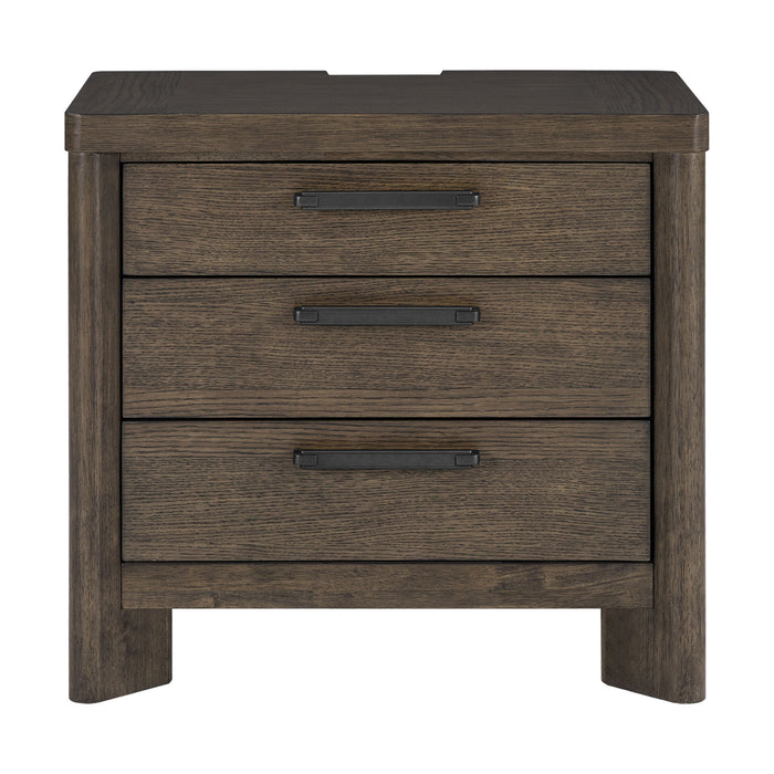3 Drawer Nightstand With USB - Dark Oak