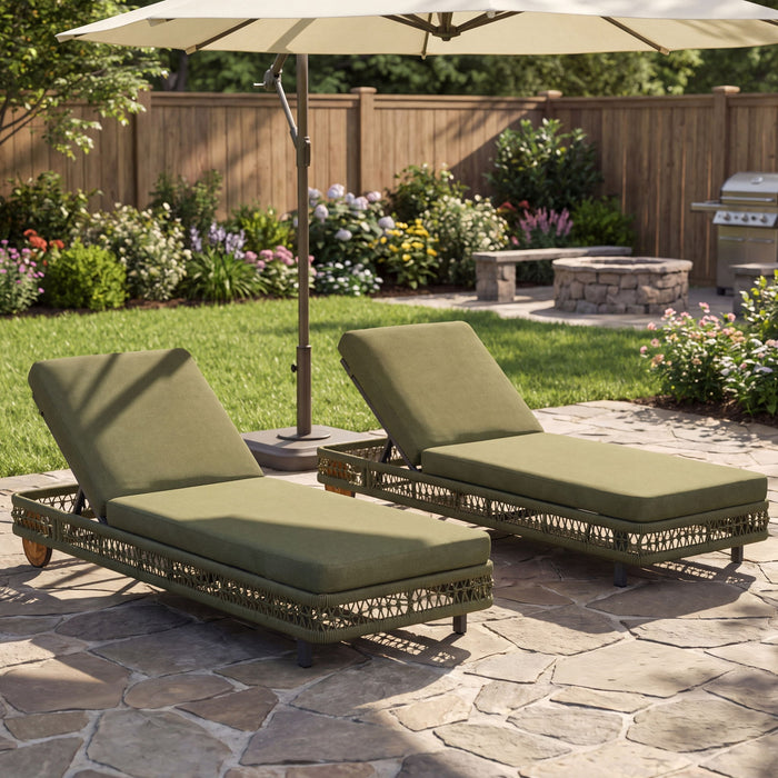 Outdoor Chaise Lounge & Wheels, 5 Position Adjustable Backrest