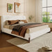 Elegant Boucle Upholstered Bed With Solid Wood Legs