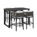 Alegria - Outdoor Patio 5-Piece Bar Table Set In Aluminum With Gray Rope And Cushions