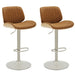 Brock - Adjustable Swivel Curved Back Wood Bar Stool With Faux Leather Seat