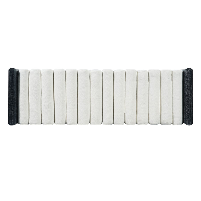 Upholstered Bench With Rolled Cushions - Black / Beige