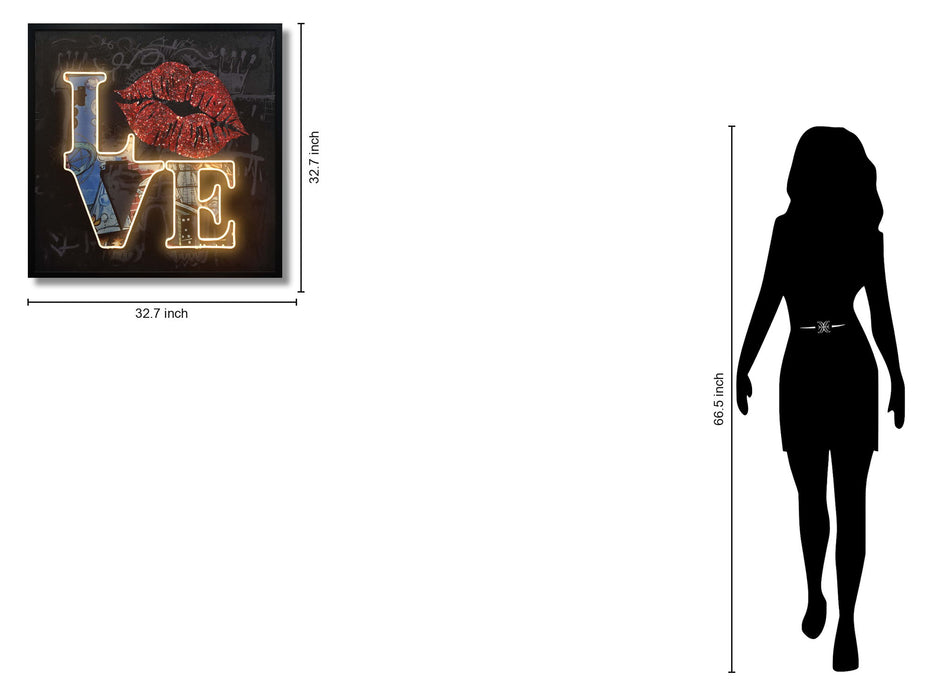 Crimson Kiss Glow - 33" x 33" Framed Wall Art