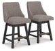Neymorton - Upholstered Swivel Barstool (Set of 2) - Dark Grayish Brown