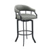 Edy - Swivel 30" Black Finish And Faux Leather Bar Stool - Gray