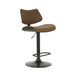 Leland - Adjustable Swivel Curved Back Wood Bar Stool With Faux Leather Seat
