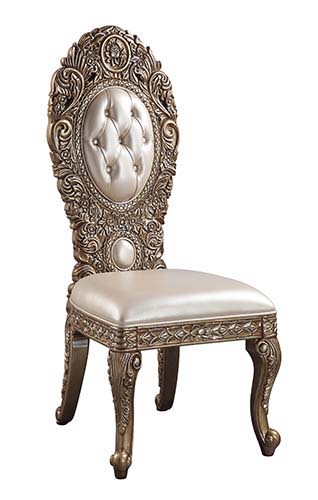 Constantine - Side Chair (Set of 2) - PU, Brown & Gold Finish Sacramento Furniture Store Furniture store in Sacramento