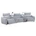Fullar - Modular Console With Speaker & Cup Holder - Light Gary Chenille