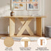 X-Frame Console Table, Angled Cross Leg Design, Rounded Edges - Natural