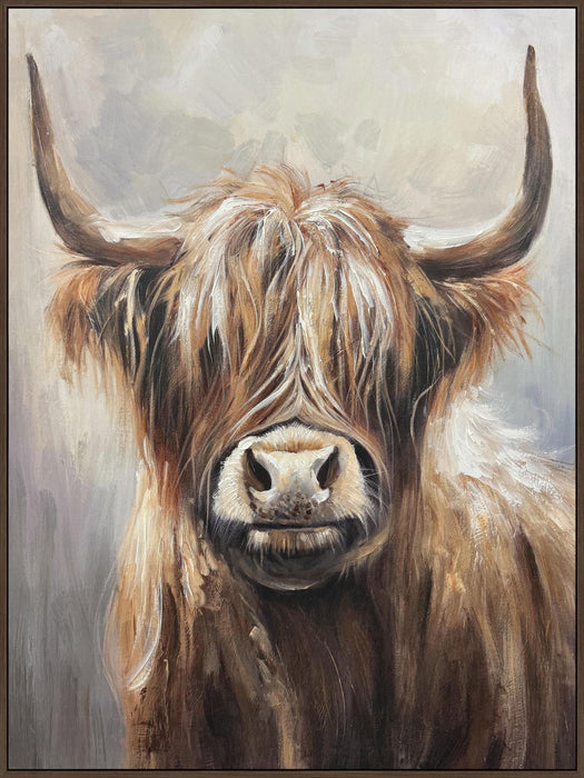 "Highland Majesty" Hand-Painted Canvas In Frame - Brown