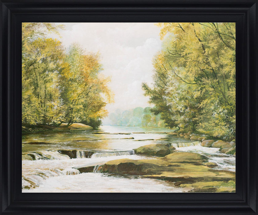 Sunlit Brook Serenity - 28" x 34" Framed Wall Art