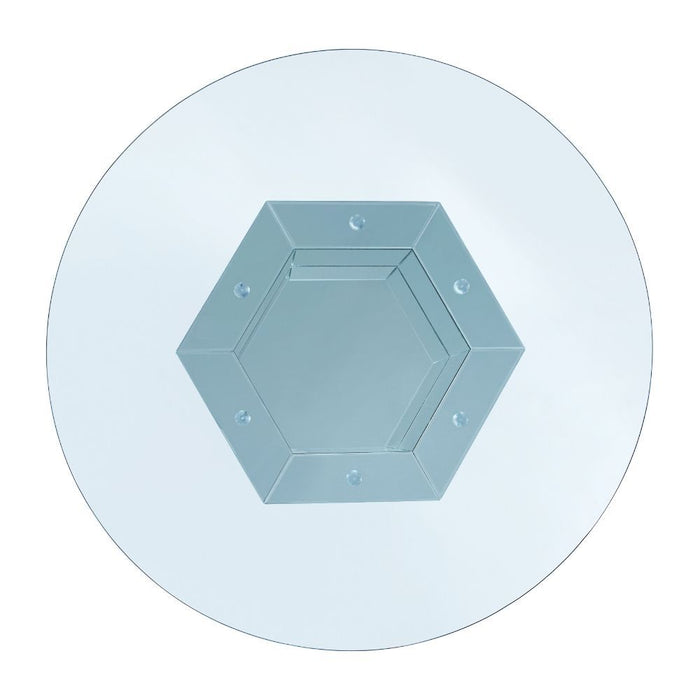Noralie - Dining Table - Mirrored, Faux Diamonds & Clear Glass Top