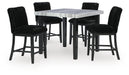Mervannie - 5 Pc. - Counter Height Dining Table And 4 Barstools - Gray / Black