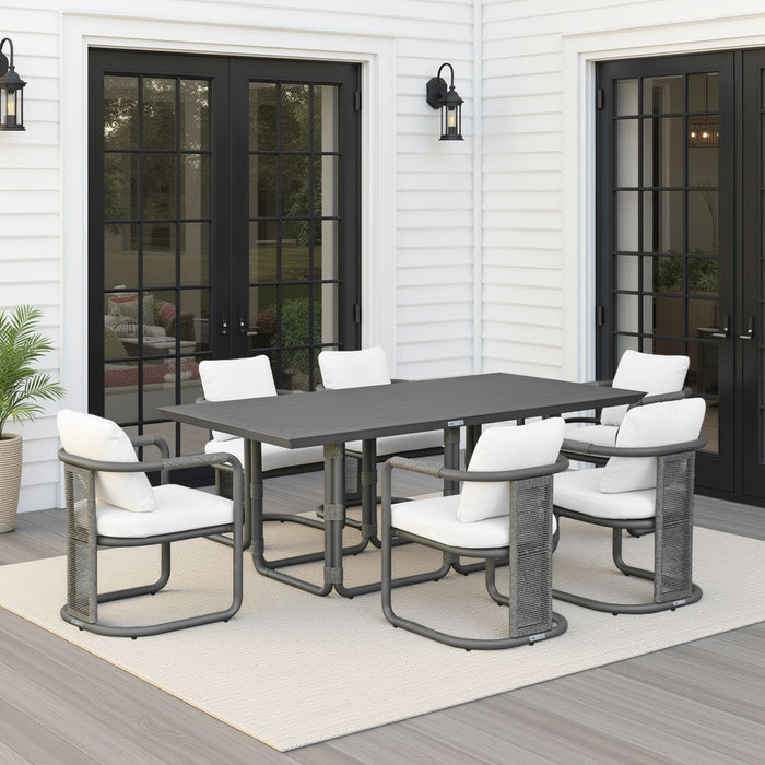 Dorado - 7-Piece Modern Outdoor Dining Set - Off-White / Gray