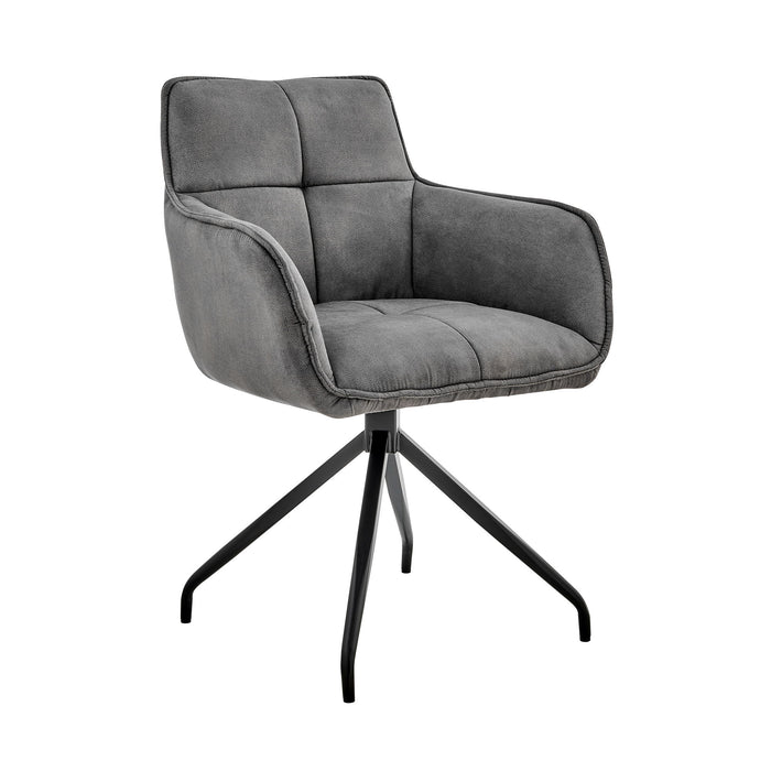 Noah - Fabric And Metal Legs Dining Room Accent Chair (Set of 2) - Charcoal / Black