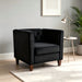 Button Tufted Accent Square Arm Upholstered Chair - Black