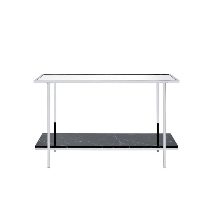 Angwin - Console Table - Mirrored, Faux Marble Top & Chrome