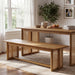 Dining Bench With Rattan Weave