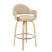 Daxton - Swivel Bar Height Round Back Wood Bar Stool With Faux Leather Seat