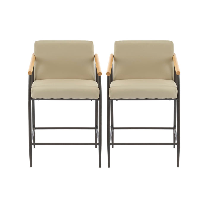 Counter Stool Set With Espresso Metal Frame - Khaki