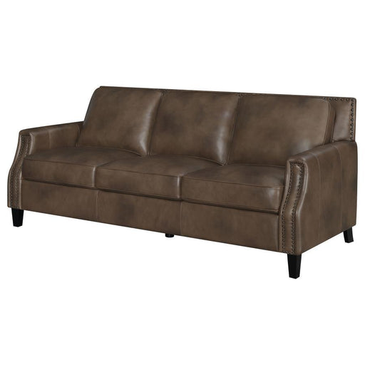 Leaton - Upholstered Recessed Arms Sofa - Brown Sugar Sacramento Furniture Store Furniture store in Sacramento